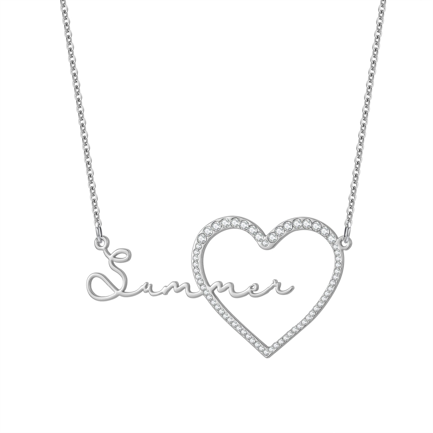Custom Name Necklaces With Iced Heart QN886
