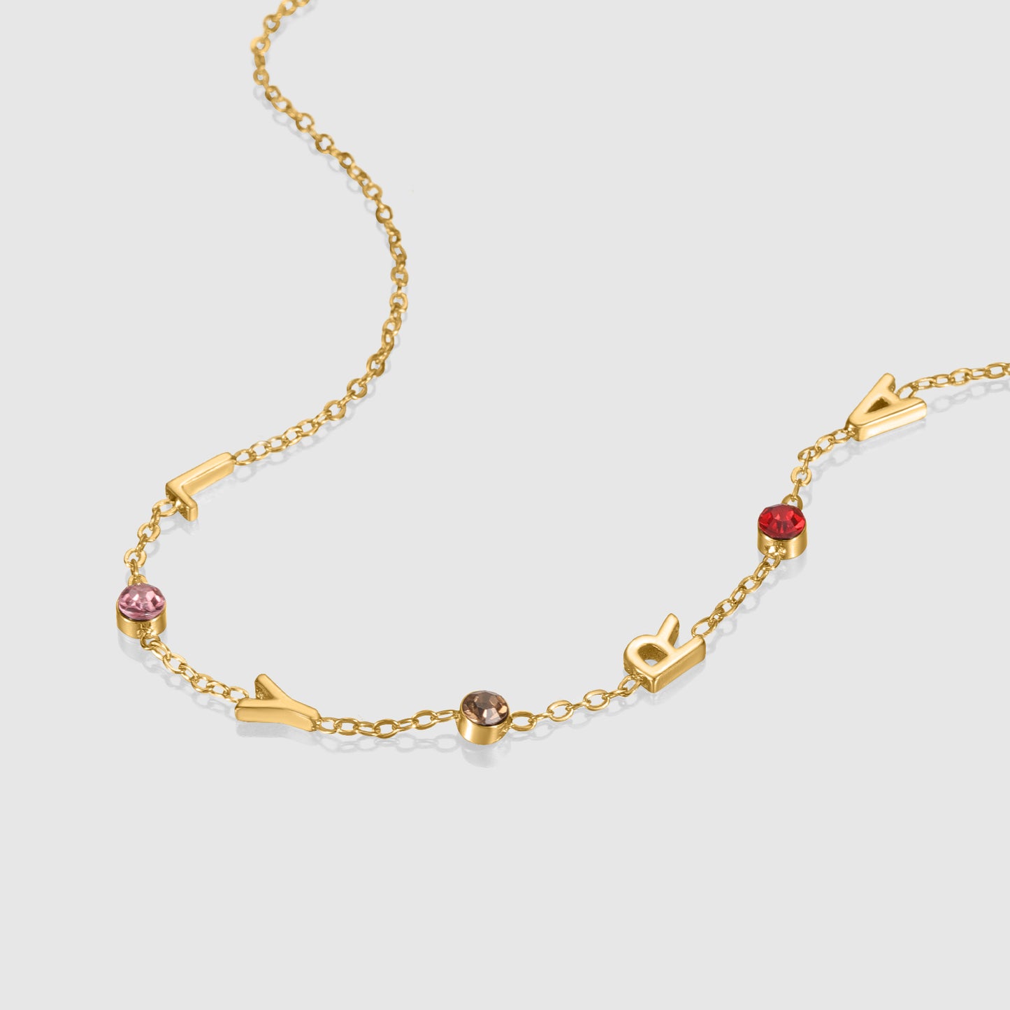 Personalized Name Necklace with Birthstones – Custom Letter Necklace for Women-KCN3811