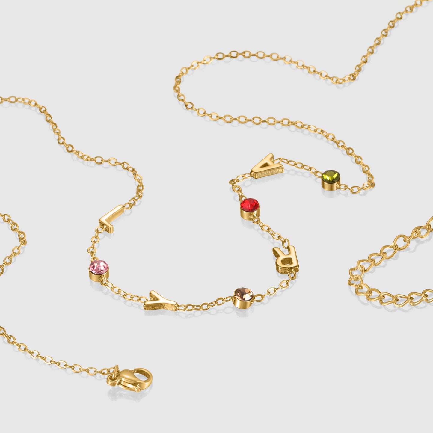 Personalized Name Necklace with Birthstones – Custom Letter Necklace for Women-KCN3811
