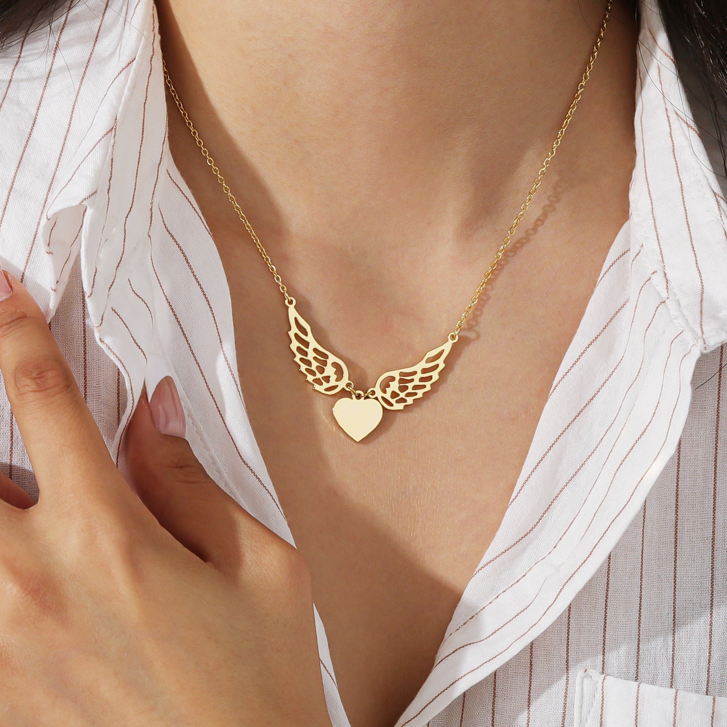Engrave Name Heart Angel Pendant QN-N8695