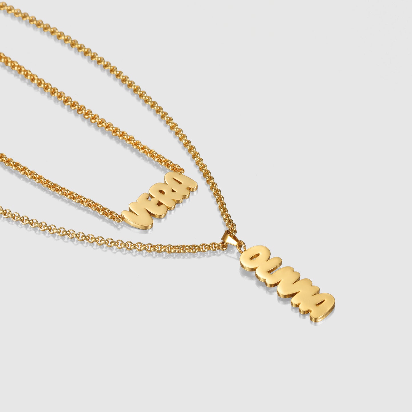 Custom Bubble Name Necklace, Horizontal & Vertical  Pendant Necklace-KCN3805