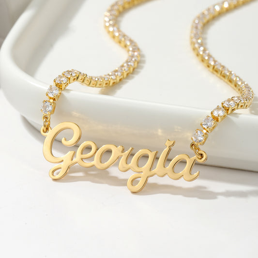 Women's Personalized Name Necklace Tennis Chain QN3164