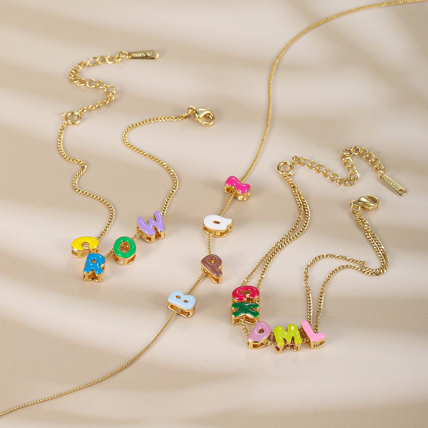 Custom 3D Enamel Bubble Letter Necklace - SCS3629