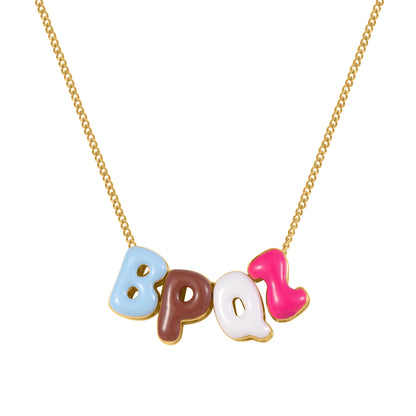 Custom 3D Enamel Bubble Letter Necklace - SCS3629