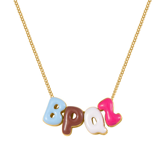 Custom 3D Enamel Bubble Letter Necklace - SCS3629