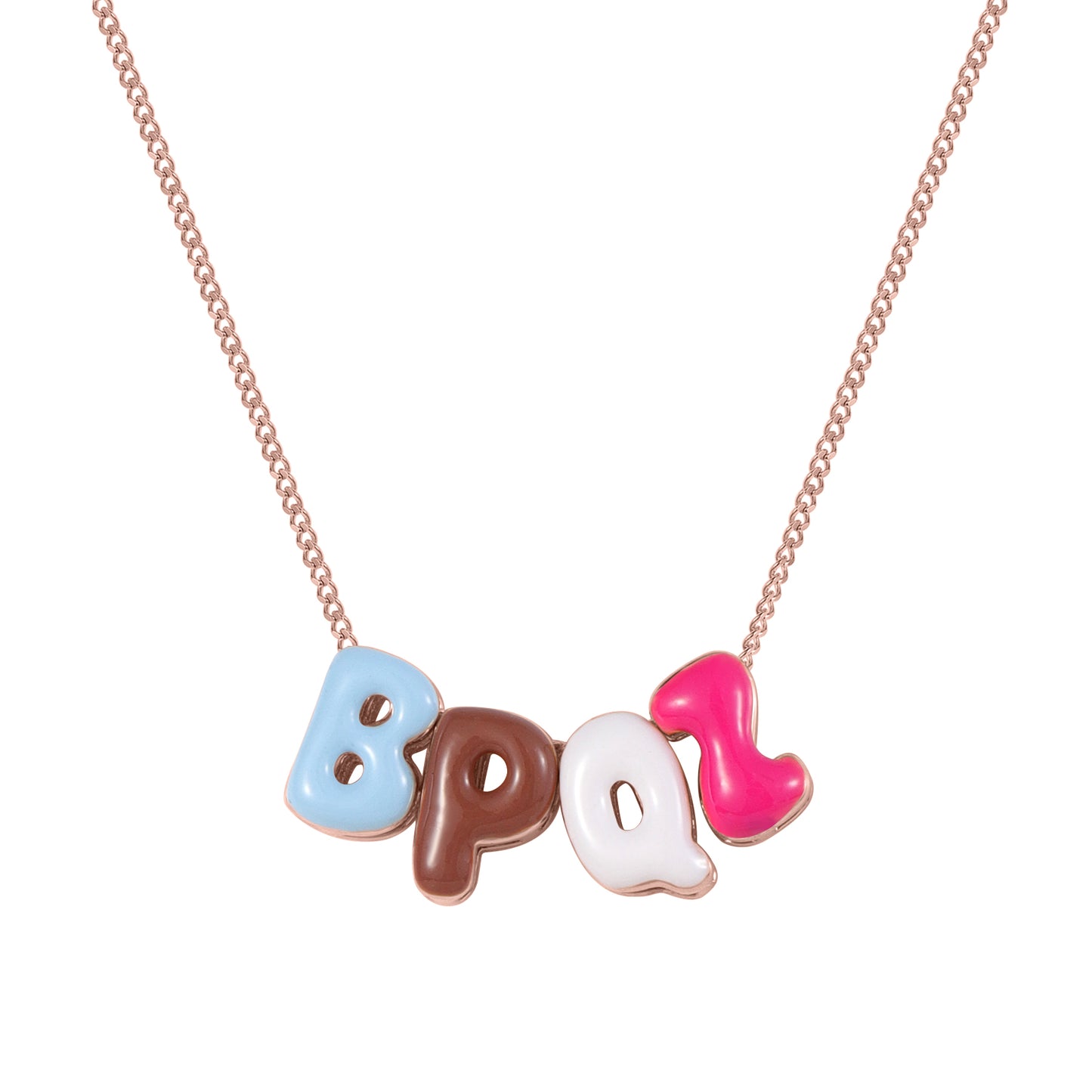 Custom 3D Enamel Bubble Letter Necklace - SCS3629