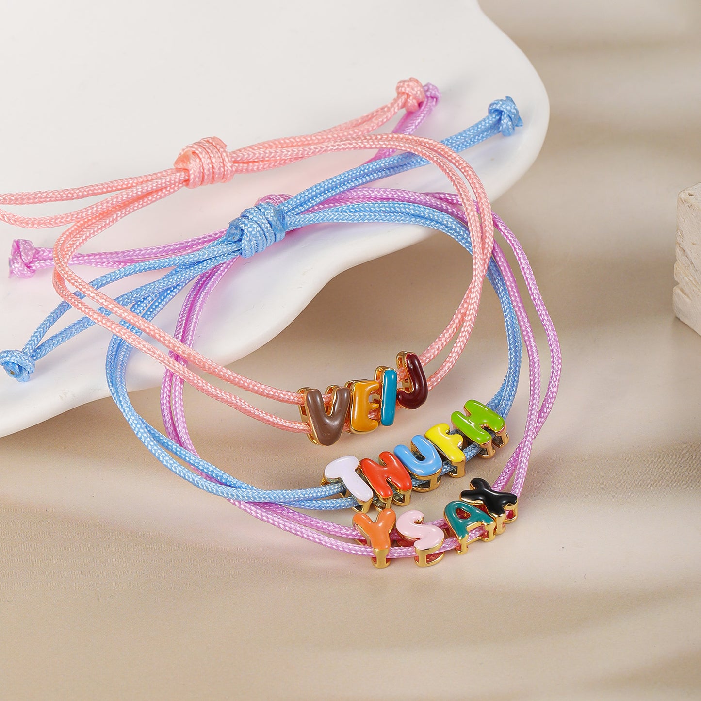 Personalized 3D Colorful Bubble Letter Bracelet Cute Name Jewelry - SCS3638