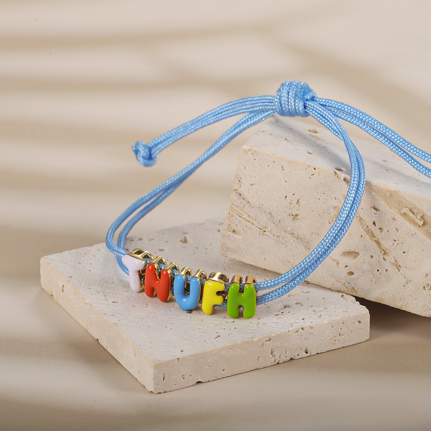 Personalized 3D Colorful Bubble Letter Bracelet Cute Name Jewelry - SCS3638