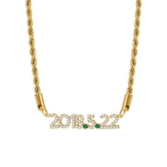 Custom Date Zirconia Necklace CS-N0024