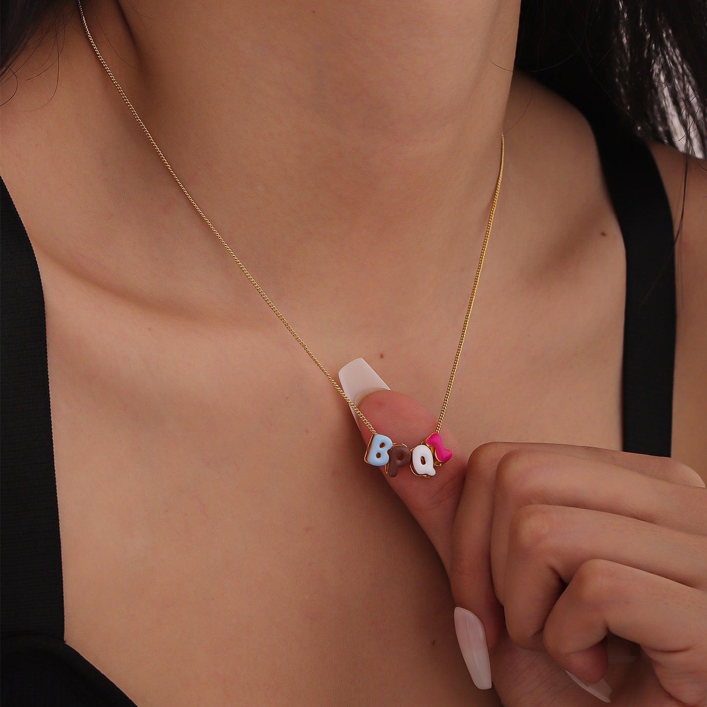 Custom 3D Enamel Bubble Letter Necklace - SCS3629
