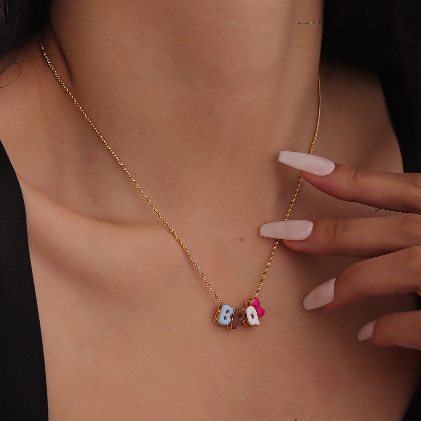 Custom 3D Enamel Bubble Letter Necklace - SCS3629