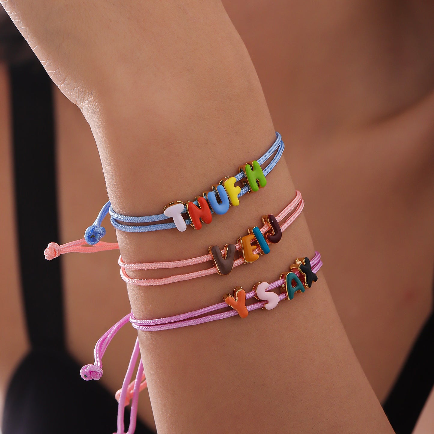 Personalized 3D Colorful Bubble Letter Bracelet Cute Name Jewelry - SCS3638
