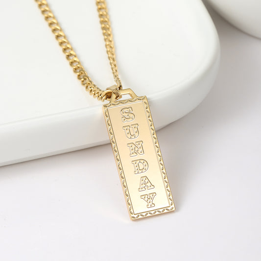 Custom Name Deep Engraved Bar Necklace QFN3135