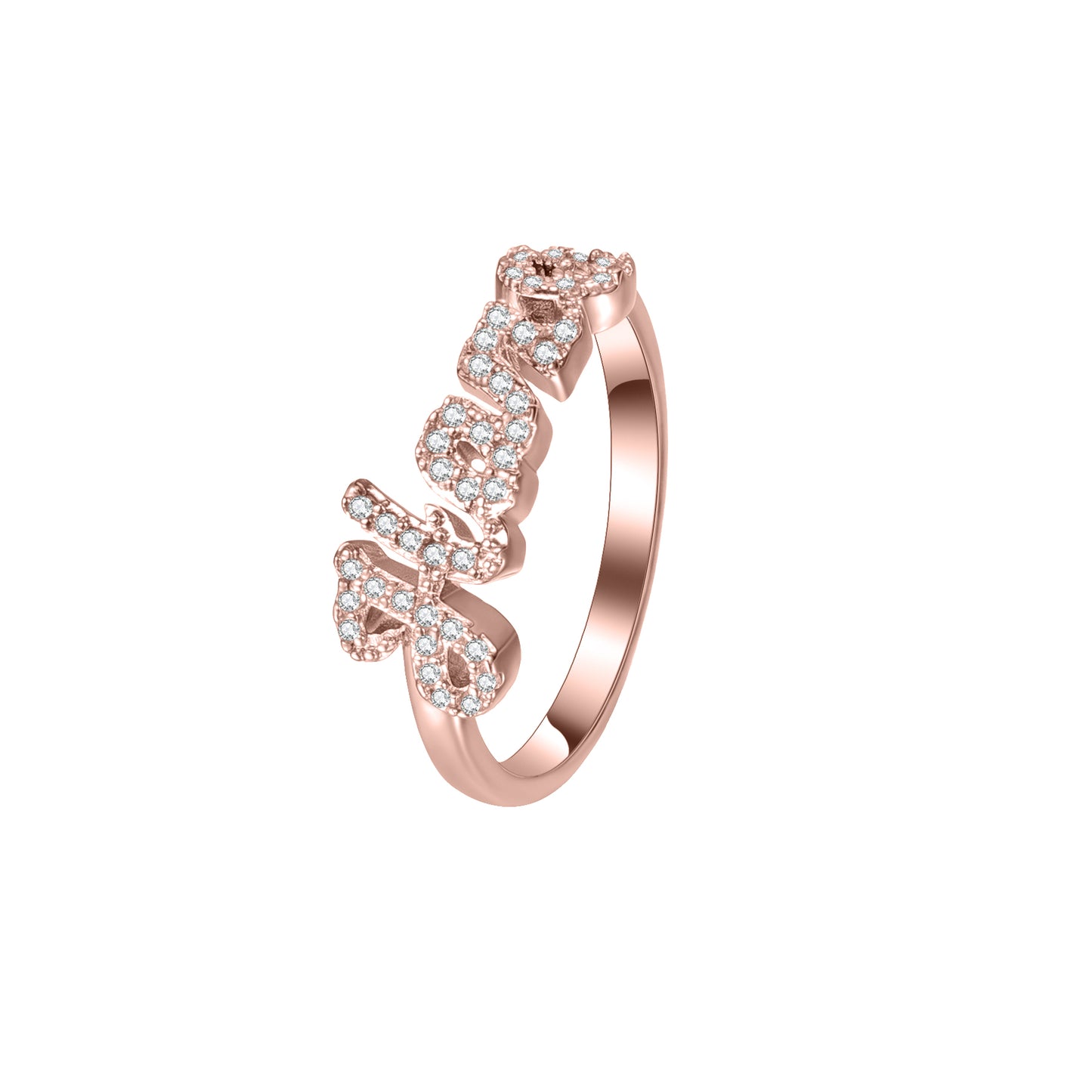 3D Custom Zircon Name Ring, Personalized Cursive Script Name Ring Gift For Women-3DB3842