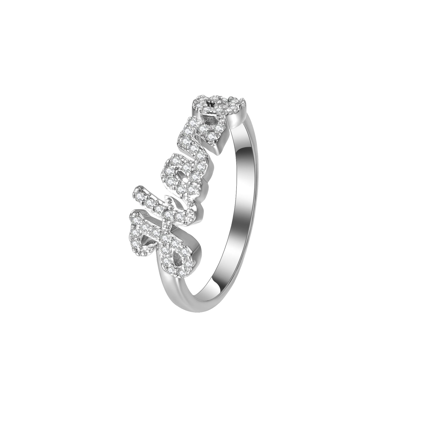 3D Custom Zircon Name Ring, Personalized Cursive Script Name Ring Gift For Women-3DB3842
