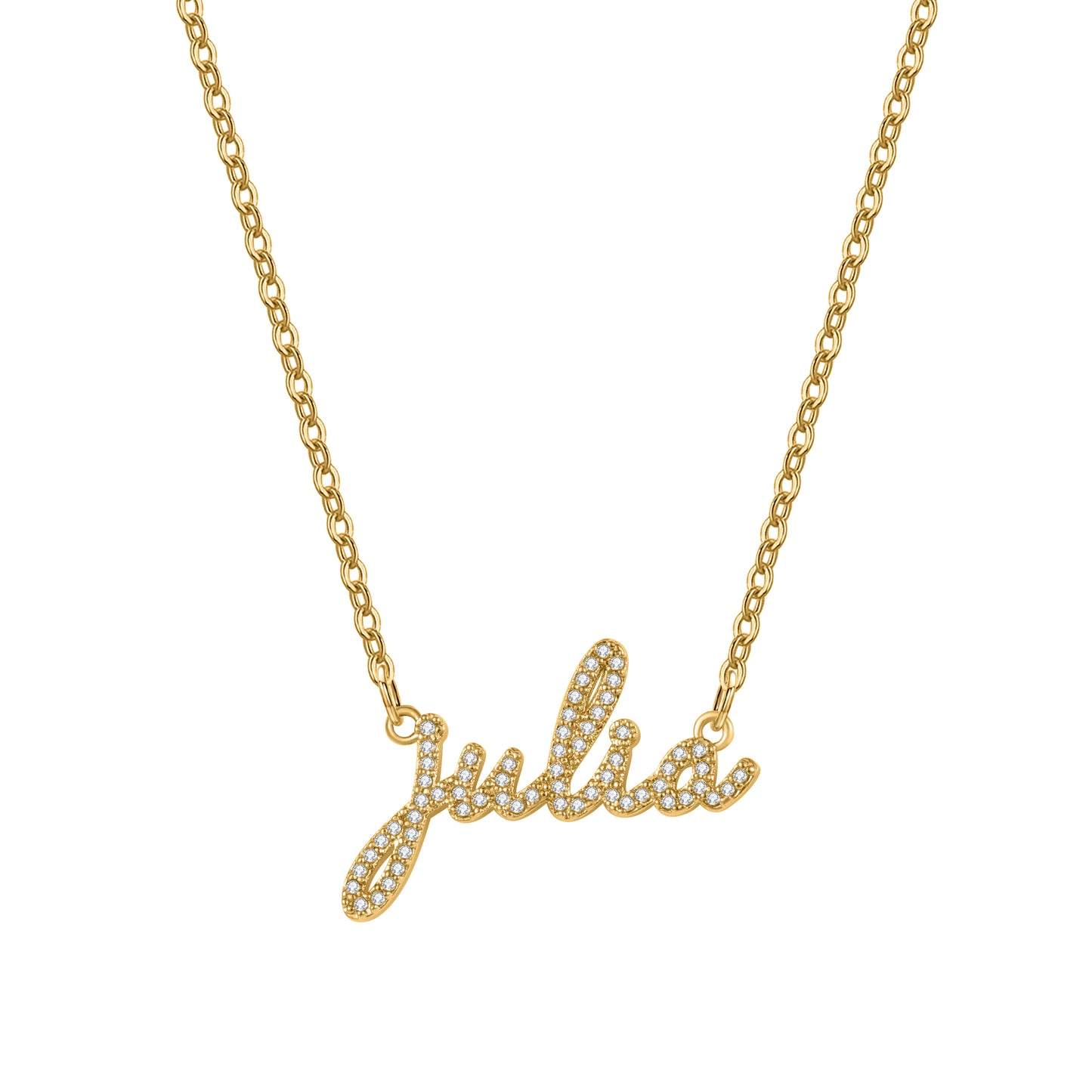 3D Custom Zircon Name Necklace Gold  Artistic Script Letters Gift For Women Gift-3DN3841