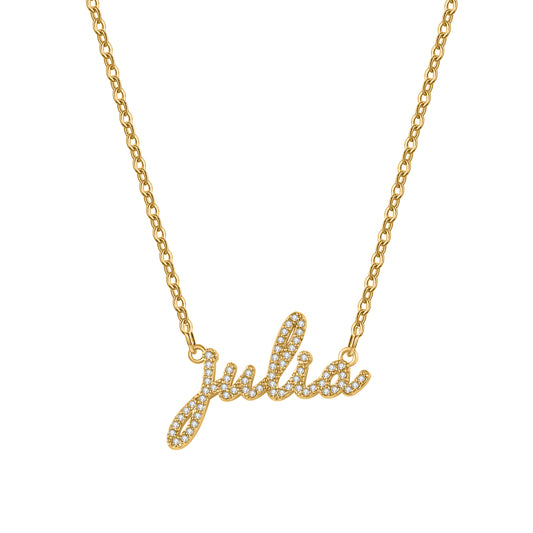 3D Custom Zircon Name Necklace Gold  Artistic Script Letters Gift For Women Gift-3DN3841