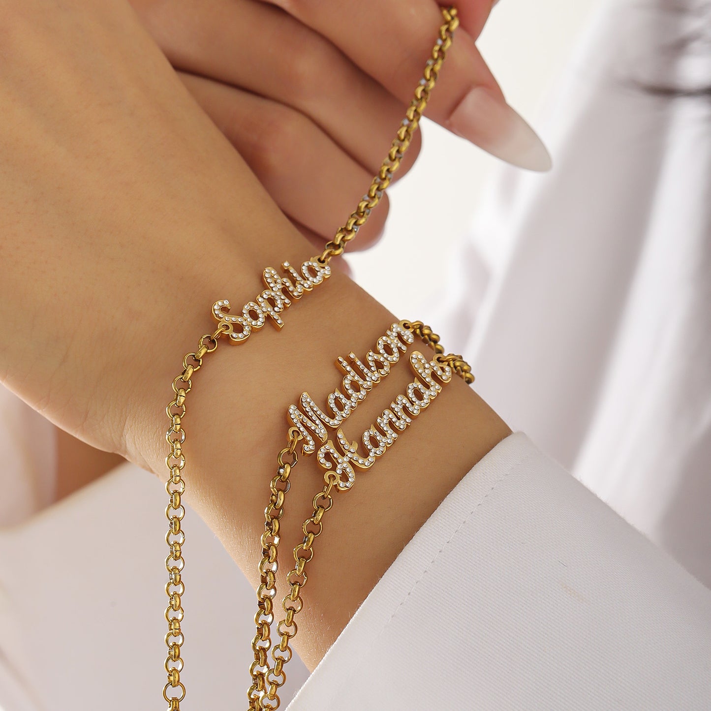 Personalized Diamond Name Bracelet With Handwritten Font For Man And Women - QZB3655