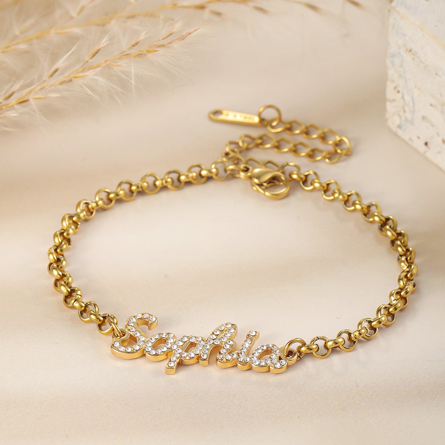 Personalized Diamond Name Bracelet With Handwritten Font For Man And Women - QZB3655
