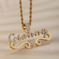 Personalized Stainless Steel Name Necklace With Rhinestones-QHN3656