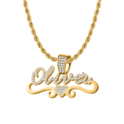 Personalized Stainless Steel Name Necklace With Rhinestones-QHN3656