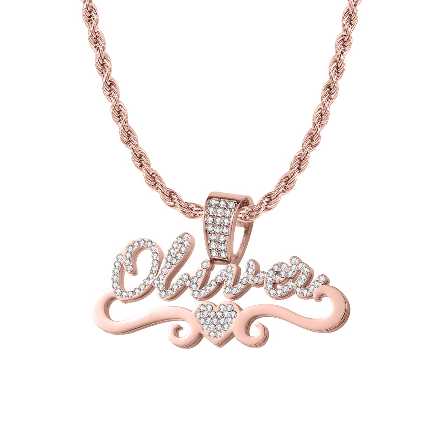 Personalized Stainless Steel Name Necklace With Rhinestones-QHN3656
