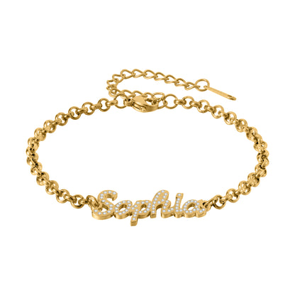 Personalized Diamond Name Bracelet With Handwritten Font For Man And Women - QZB3655