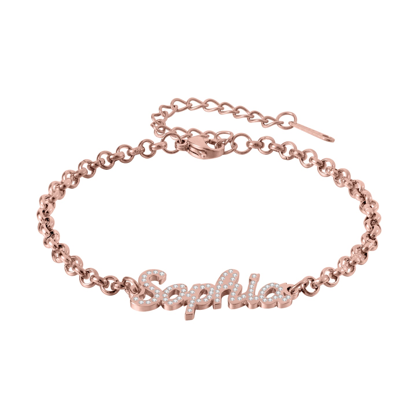 Personalized Diamond Name Bracelet With Handwritten Font For Man And Women - QZB3655
