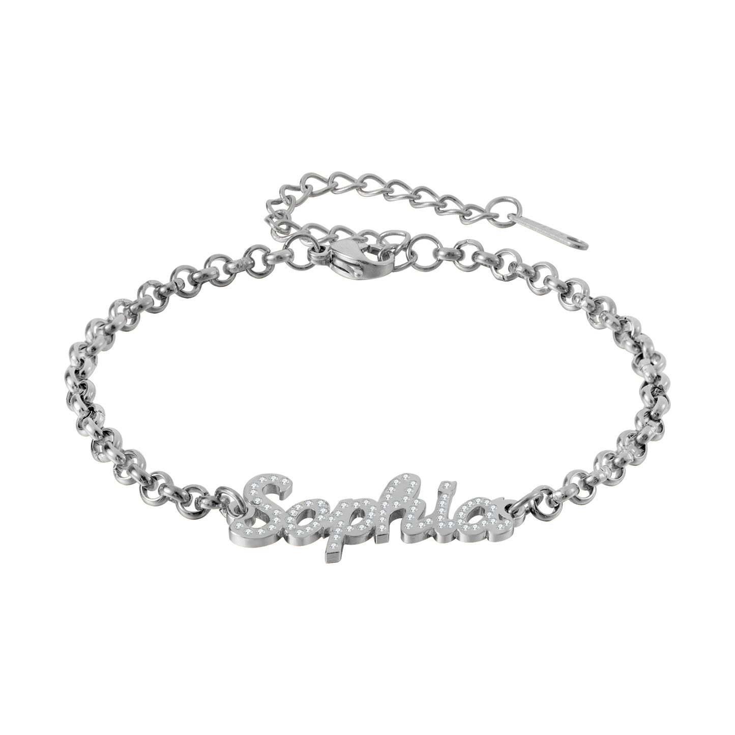 Personalized Diamond Name Bracelet With Handwritten Font For Man And Women - QZB3655