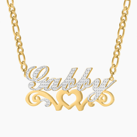 Double Plated Heart Name Necklace QN792