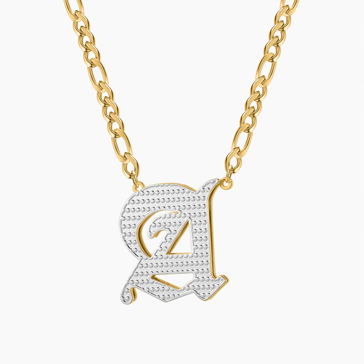Double Plated Gothic Initial Letter Necklace QN803