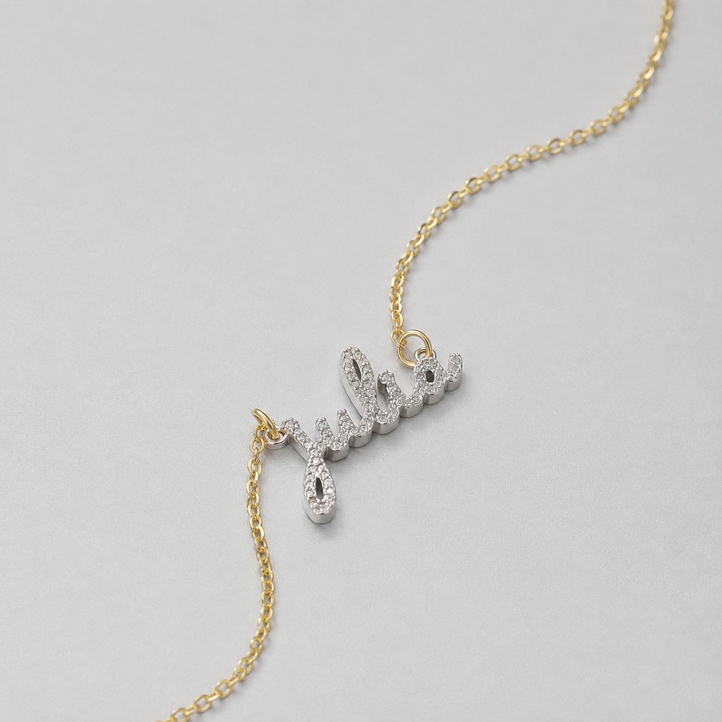3D Custom Zircon Name Necklace Gold  Artistic Script Letters Gift For Women Gift-3DN3841