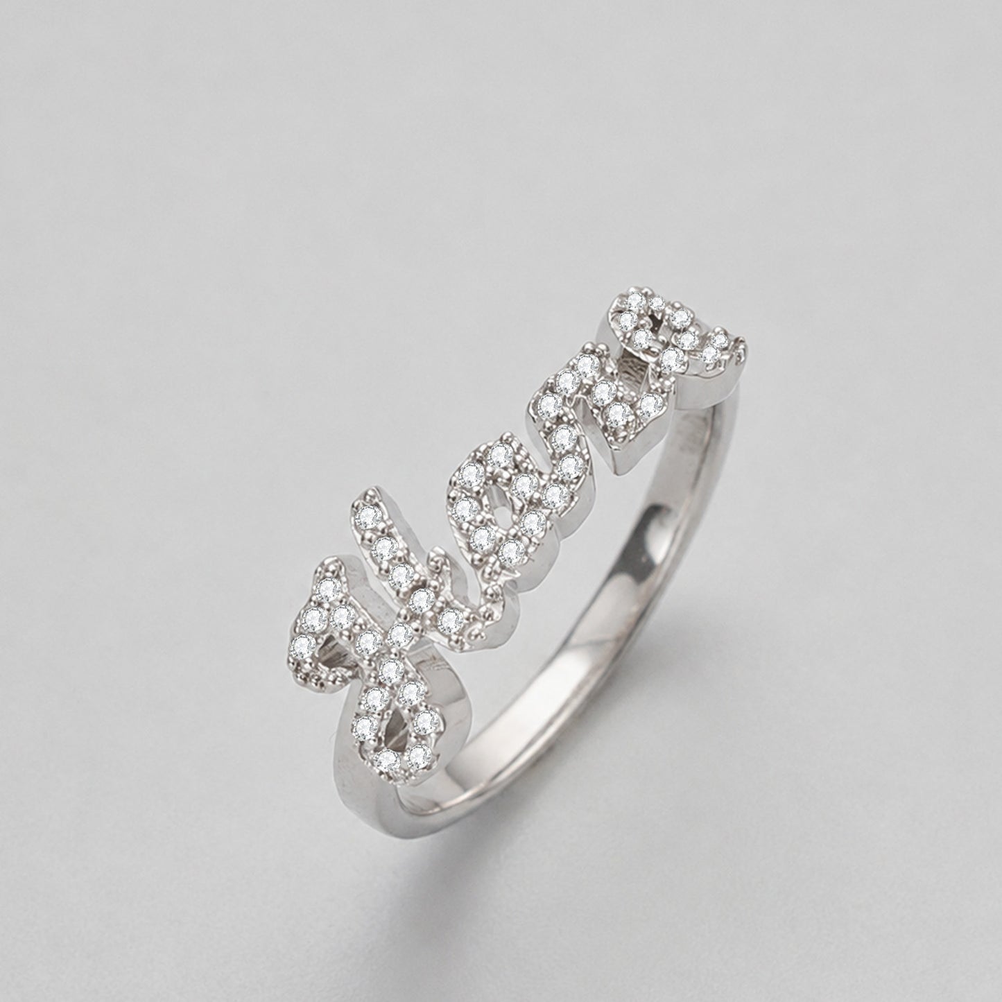3D Custom Zircon Name Ring, Personalized Cursive Script Name Ring Gift For Women-3DB3842