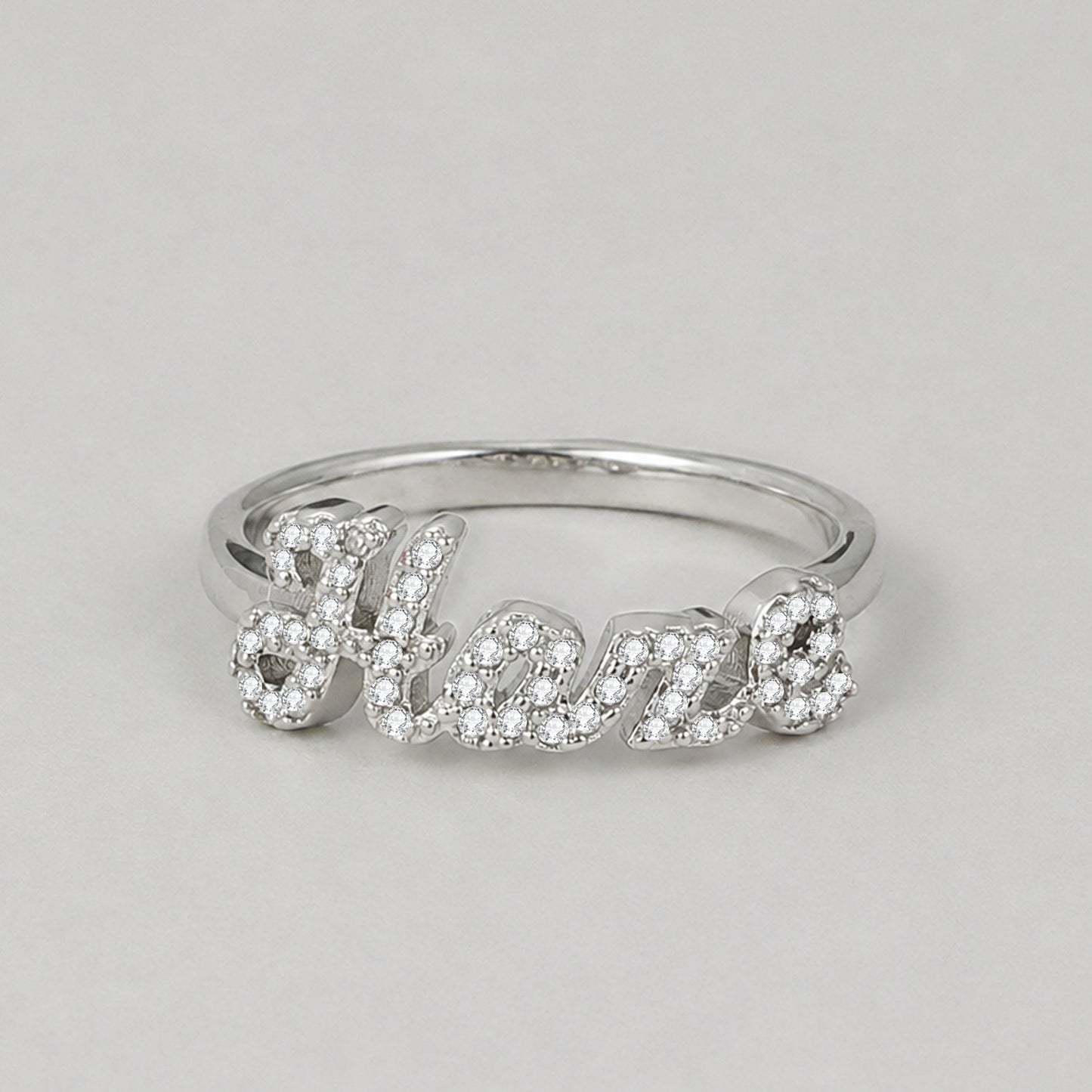 3D Custom Zircon Name Ring, Personalized Cursive Script Name Ring Gift For Women-3DB3842