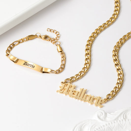 Custom Jewelry Sets With Name Necklace Bracelet QNB3156