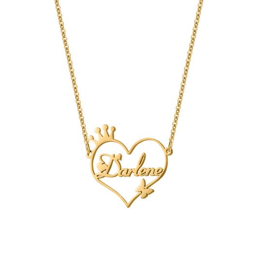 Crown Heart Custom Name Necklace QN859
