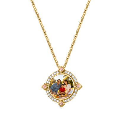 Custom Round Photo Necklace  Memory Pendant 18k Goldplated Jewelry Gift For Women-3DN3748