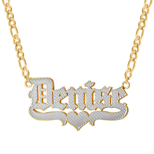 Custom Heart Double Layer Two Tone Name QN363