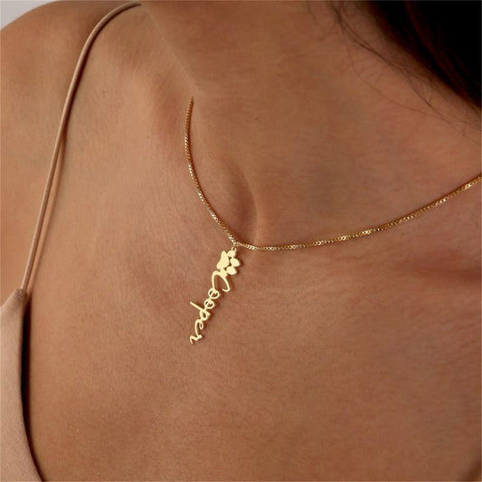 Personalized Dog Paw Name Necklace QNN853