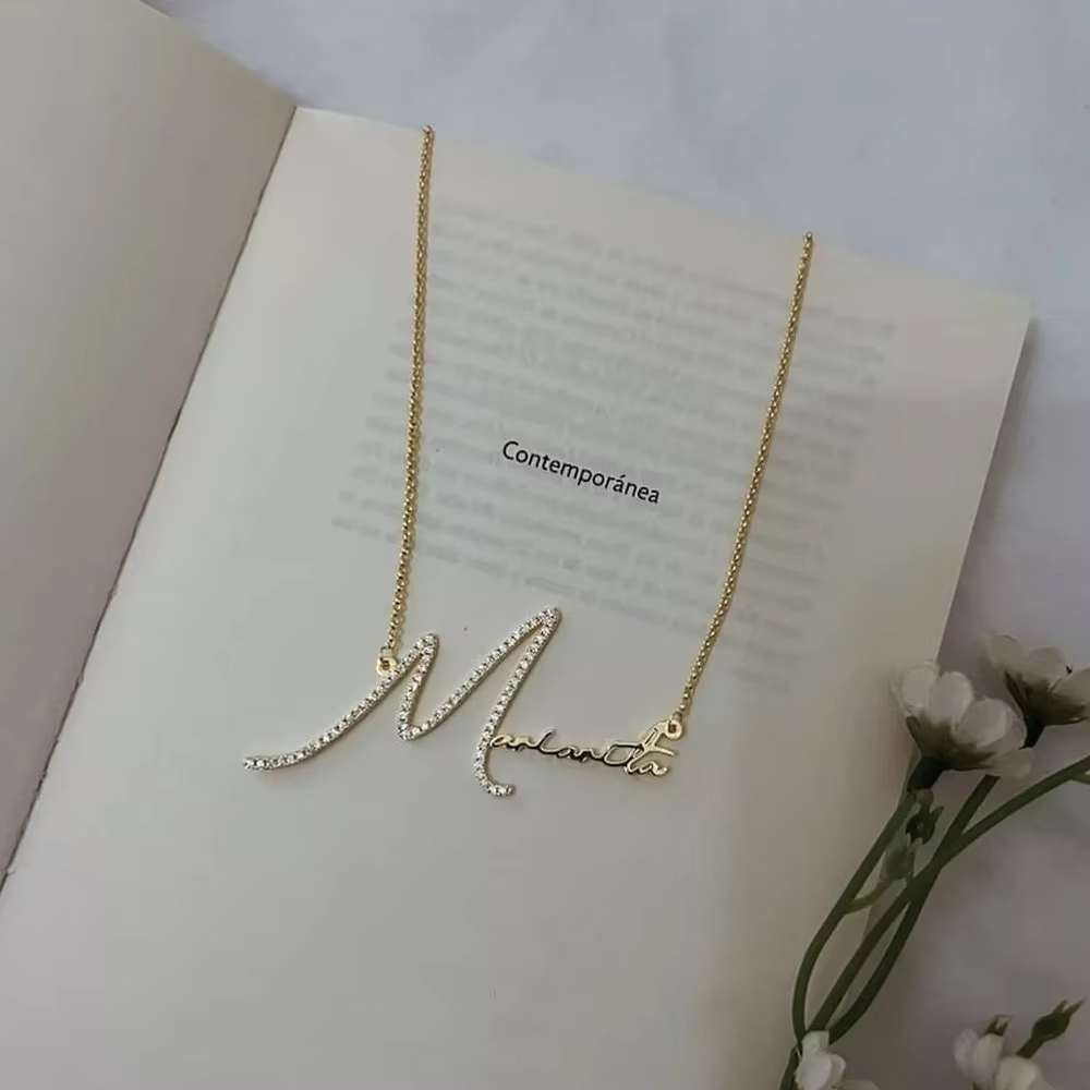 Personalized Signature Dainty Diamond Name Necklace - QN0712