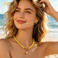 Yellow Quartz Natural Stone Beaded Necklace with Gold Heart Charm Bohemian Jewelry - SSN3698