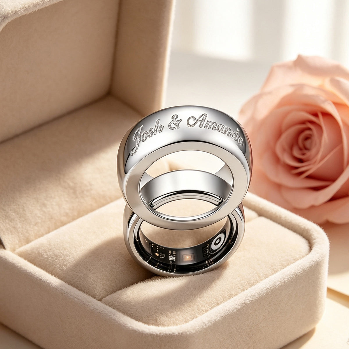 Custom Diamond Name Ring Cover – Personalized Smart Ring Protector for Oura Ring 5 & 4-SSR3839