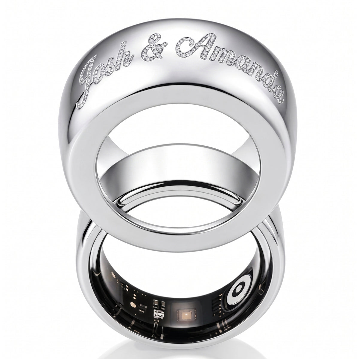 Custom Diamond Name Ring Cover – Personalized Smart Ring Protector for Oura Ring 5 & 4-SSR3839