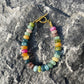 Multicolor Natural Stone Chip Bead Bracelet with Gold Toggle Clasp - CGB36030