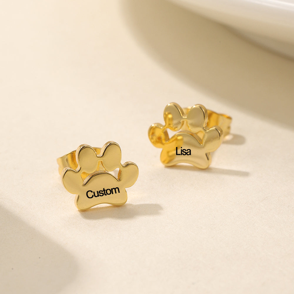Engaving Name Pet Paw Earring QD-E8667