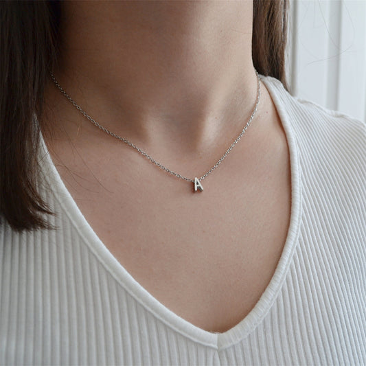 Personalized Silver Initial Pendant for Women MN2008