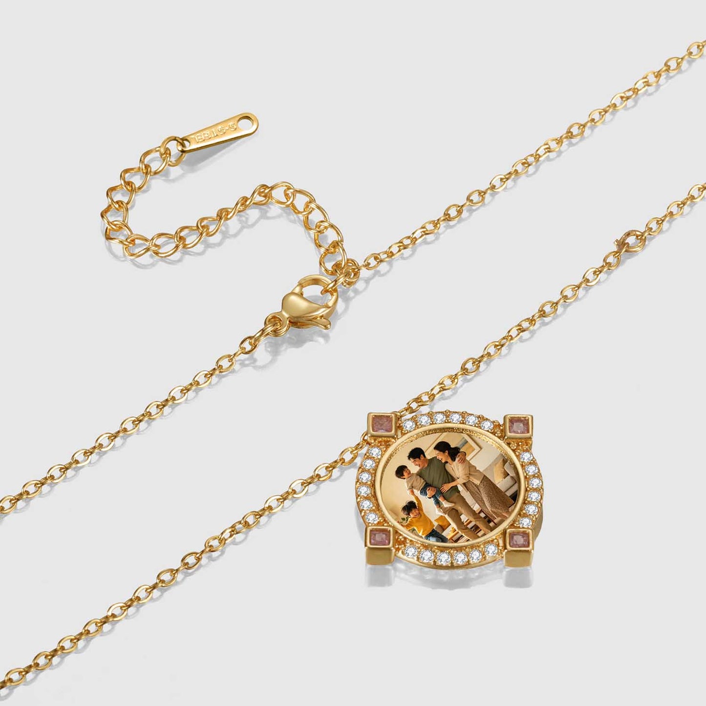 Custom Round Photo Necklace  Memory Pendant 18k Goldplated Jewelry Gift For Women-3DN3748