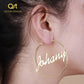 1 Pair Stainless Steel Custom Name hoop Earring  QE006