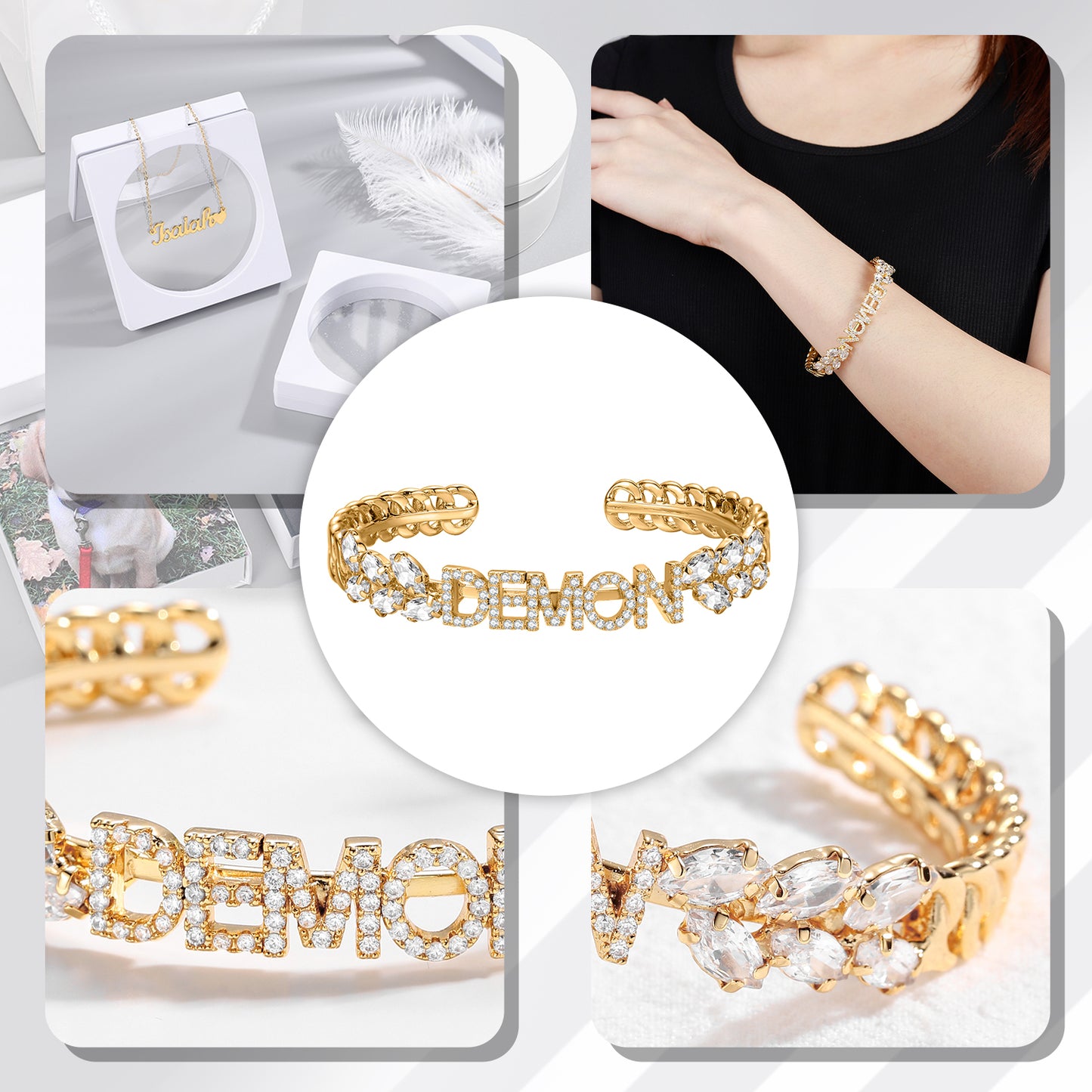 Zircon Name Bracelet Customized Crystal Letter Bracelets QB336