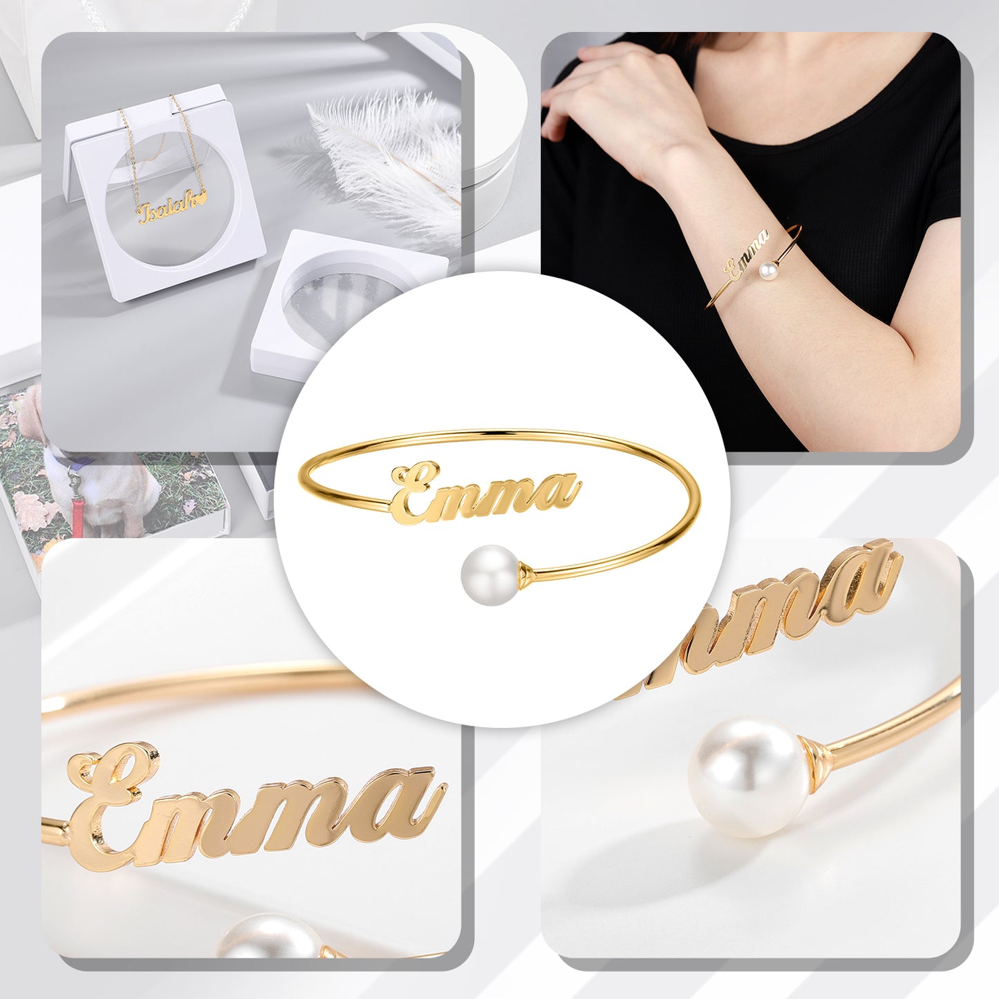 Pearl Bangle Personalized Stainless Steel Nameplate  QB331